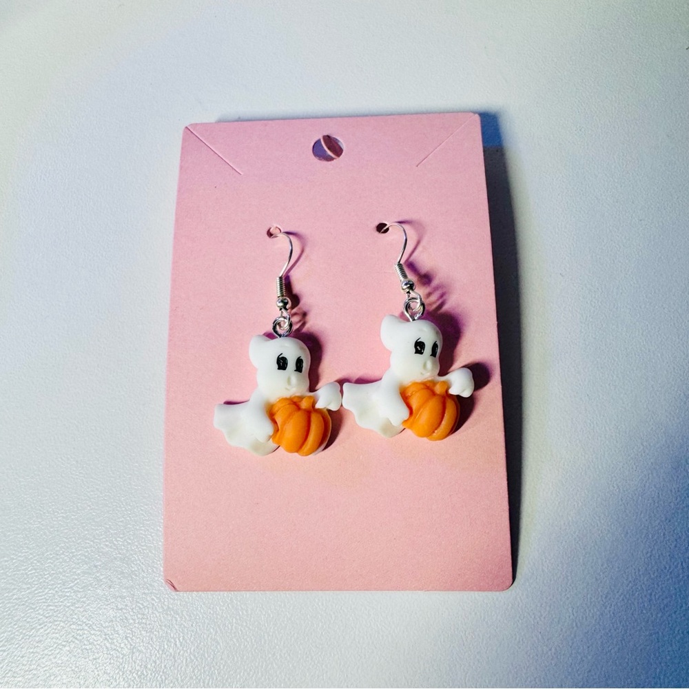 Halloween ghost pumpkin handmade earrings